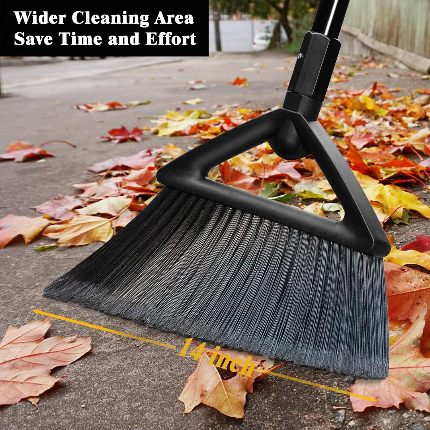 Heavy Duty Commercial Broom, 3 Pack Upgraded Angle Brooms for Sweeping Outdoor and Indoor, Perfect Black Brooms of House, Kitchen, Garage, Courtyard, Concrete