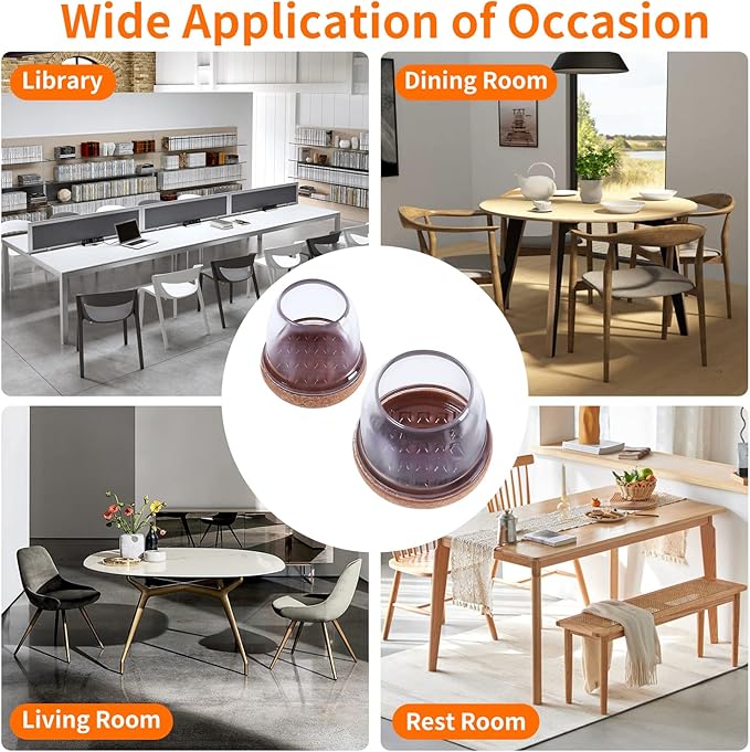 Ezprotekt 24 Pcs Clear Chair Leg Floor Protectors for Hardwood Floors, Floor Protectors for Chairs, Felt Furniture Pads Covers, Chair Leg Socks Bar Stool Leg Floor Protectors Caps (M Fit: 0.87"-1")