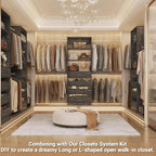 Aheaplus Closet System Set of 2, 4-9Ft Wood Closet Organizer with 8 Drawers & Shelves, Closet Organizer System with 8 Hanging Rods, Walk-in Closets Organizer Wardrobe Closet Rack, Black Oak