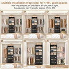 Aheaplus Closet System Set of 2, 4-9Ft Wood Closet Organizer with Drawers & Shelves, Closet Organizer System with 8 Hanging Rods, Walk-in Closets Organizer Wardrobe Closet Rack, Black1