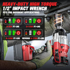 Cordless Impact Wrench 1/2 inch Compatible with Milwaukee 18V Battery: 1700FT-LBS High Torque Impact Wrench Heavy Duty Tool - Brushless Electric Impact Gun Includes LED Work Light - Bare Tool Only