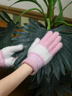 Patelai 3 Pairs Microfiber Plant Dusting Gloves Leaf Cleaning Gloves for Indoor Plants, Blinds, Furniture, House(Medium,White, Pink, Yellow, Rose Red)