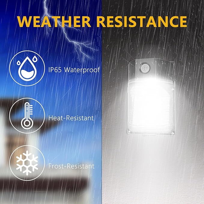30W LED Wall Pack Light with Dusk to Dawn Sensor, 3600LM, 5000K Daylight, 120Vac Led Porch Lights, IP65 Waterproof Outdoor Security Lighting for Garage Warehouse Garden, ETL Certified, 6 Pack