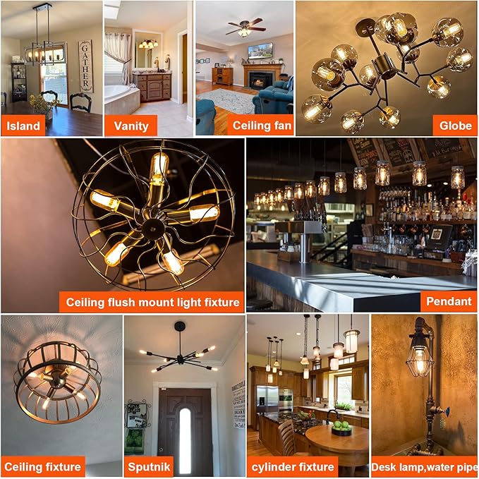 LiteHistory E26 LED Bulb 6W Equivalent e26 led Bulb 60 Watt Dimmable Warm White 2700K E26 Edison Bulb AC120V 600lm Tubular T14 T45 LED Bulb for Pendant, Sputnik,Vanity,Chandeliers Pack of 6