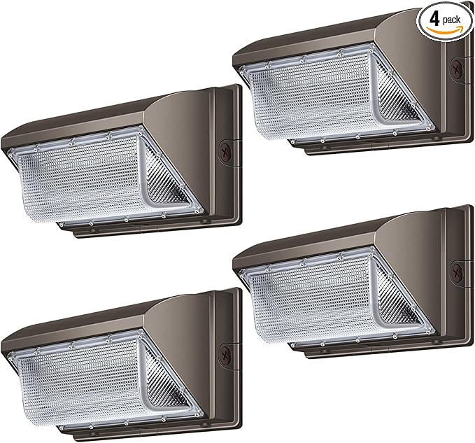 120W LED Wall Pack Light 18000LM 100-277V LED Security Flood Wall Mount Exterior Fixture IP65 Waterproof Commercial Industrial Building Outdoor Wallpack Lights for Barn,Yard,Garage 4 Pack