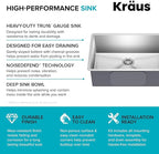 KRAUS Standart PRO 28-inch 16 Gauge Undermount Single Bowl Stainless Steel Kitchen Sink, KHU100-28