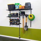 StoreYourBoard G-Tool Pro Storage System, Adjustable Garage Wall Mount Organizer With Pegboard & Shelf, Yard Shovel Rake Holder, Holds 500 Lbs