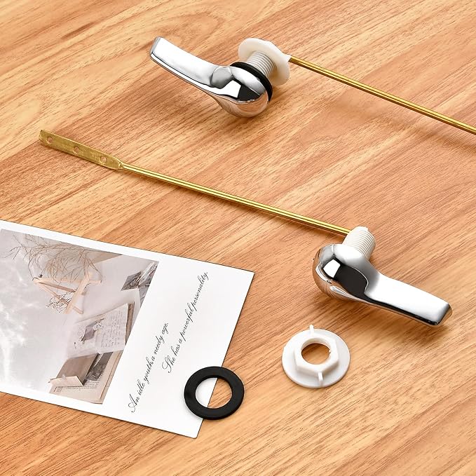 12 Pcs Toilet Flush Handle, Front Mount Toilet Handle Lever, Brass Toilet Flusher Replacement with Nuts, Universal Toilet Repair Handle Inside Tank