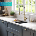 KRAUS Oletto Commercial Style Single Handle Pull Down Kitchen Faucet with QuickDock Top Mount Installation Assembly in Spot Free Antique Champagne Bronze, KPF-2631SFACB