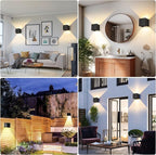 4 Pack LED 20W Outdoor Wall Lights Exterior/Interior 3 Colors Adjustable Wall Sconce Up and Down Light Porch Lights IP65 Waterproof Exterior Wall Sconce Modern Outdoor Lighting Square Aluminum Black