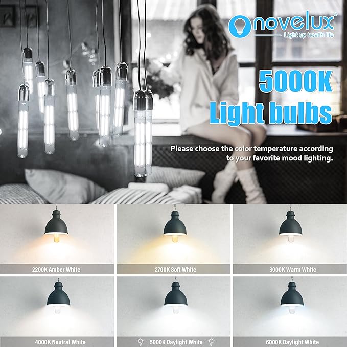 8.9IN LED Light Bulbs E26 Base, 6W 800LM 5000K Daylight White T10 T9 Vintage Edison Bulbs Dimmable, AC 120V Equal 80 Watt Clear Glass Long Tubular Filament Bulb, UL Listed - 4Pack