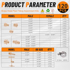 120Pcs Hose Pipe Fitting & Hose Barb Fitting Kit, 48Pcs Hose Pipe Fitting & 32Pcs Hose Barb Fitting & 40Pcs Hose Clamp, Hex Nipple, Reducing Bushing, NPT Adapter, Adapter, Union