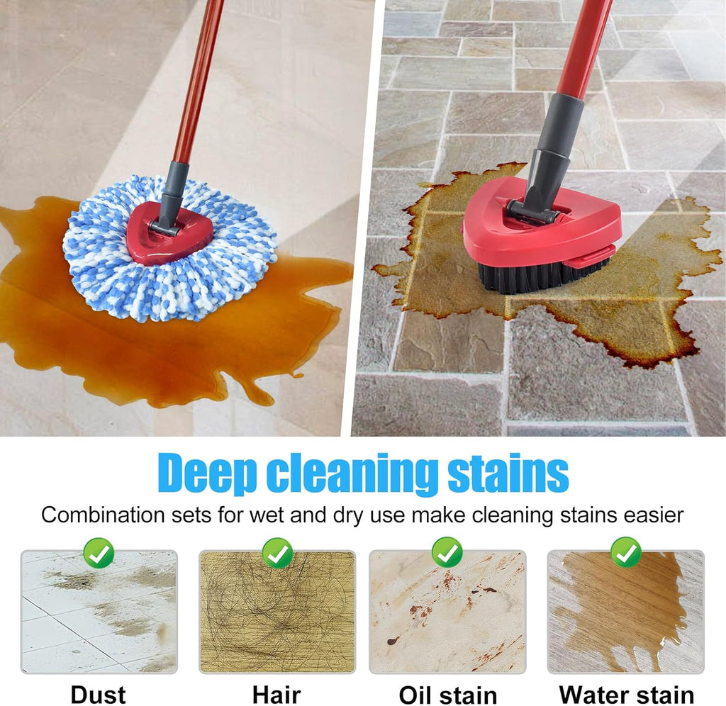 Mop Replace Head for O Cedar 2 Tank System, Mop Heads Replacements for Ocedar Rinse Clean Mop, Mop Heads Include 2 Pack Spin Mop Refills and 2 Pack Scrubber Mop Head for O-Cedar 2 Tank Spin Mop