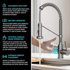KRAUS Bolden Touchless Sensor Commercial Style 2-Function Single Handle Pull Down Kitchen Faucet in Spot-Free Stainless Steel, KSF-1610SFS