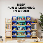 SpaceAid Toy Storage Organizer with 6 Shelves and 12 Bins, Toy Organizers Storage Bookshelf, Kids Bin Shelf Toys Box Bookcase for Bedroom Playroom Organization Room Decor, Blue and Navy Blue