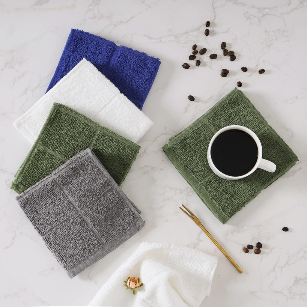 Glynniss Dishcloths Kitchen Highly Absorbent Dish Rags 100% Cotton Dish Cloths for Washing Dishes (red White)