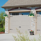 Outdoor Gooseneck Barn Light, 16 Inch Dome Rustic Outdoor Wall Sconce, Farmhouse Exterior Wall Mount Lighting Fixture, Industrial Green Wall Lantern for Porch, Entryway, Garage, RZ007L GR+WH