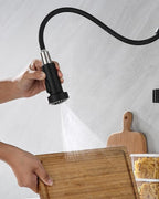 J-HVA Pull Down Kitchen Faucet Sprayer Head Replacement Part, 3 Function with 15 Adapters Pull Out Sink Sprayer Replacement Nozzle, Kitchen Faucet Head Hose Spray Tap Spout, Matte Black