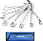 Metric Wrench Set 9 PC 6-24mm Wrench Sets 75-Degree Double Offset Box End Spanner Wrench Set CR-V Steel with Rolling Pouch