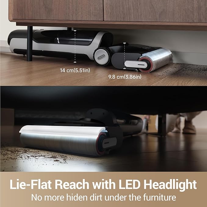 DREAME H14 Pro Wet Dry Vacuum Cleaner, 180° Lie-Flat Vacuum Mop, 140°F Washing and Fast Hot Air Drying, Powerful 18kPa Suction Floor Cleaner Machine, Easy GlideWheel Movement, Smart App Control