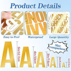 910 PCS 42 Sheets Letter Stickers Large Mailbox Numbers and Letters Self Adhesive Vinyl Waterproof Custom Alphabet Number Stickers for Mailbox Address, DIY Crafts, Door, Windows Decor (3 Inch,Gold)