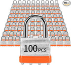 Padlocks with Same Key, LQYN 100 Pcs Laminated Keyed Padlock (1-9/16", 40mm), Keyed Alike Locks, Normal Shackle, for Storage Locker, Hasp Latch, Toolbox, Sheds