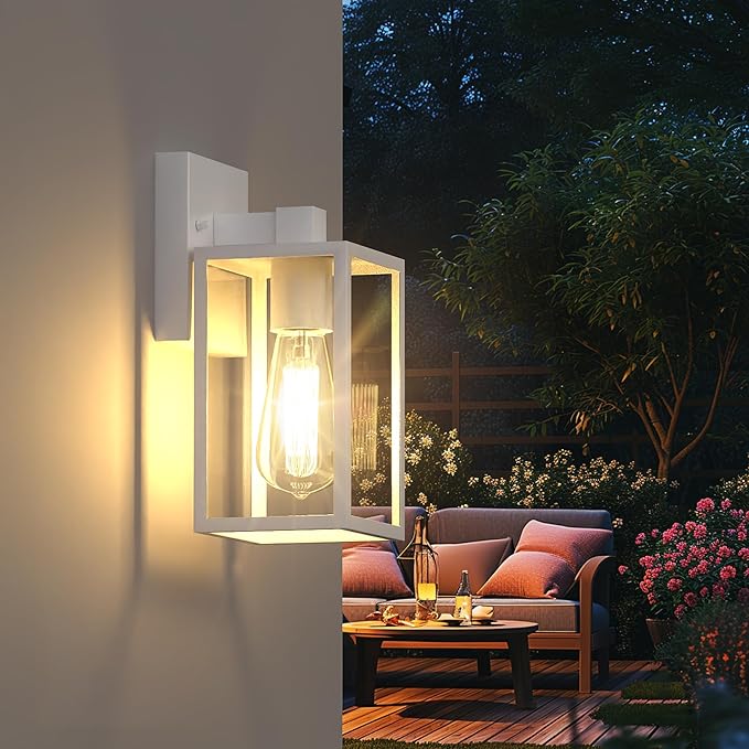 WIHTU White Outdoor Lights for House, LED Exterior Front Porch Light fixtures for Outside, Waterproof Wall Sconce Lantern Lamp, Coach Lights for Patio, Garage, Doorway, Entryway