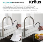 KRAUS Sellette Single Handle Spot Free Stainless Steel Pull-Down Kitchen Faucet with Deck Plate and Soap Dispenser, KPF-1680SFS-KSD-80SFS