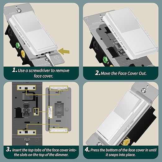 TOPGREENER Kalide Dimmer Paddle Light Switch, LED Slide Dimmer Switch, Full Range Dimming, Single Pole/3-Way, Dimmable 300W LED/CFL Lights, Neutral Wire Not Required, Wall Plate Included, White,1 Pack