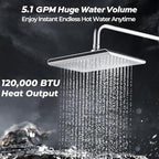 FOGATTI Tankless Water Heater Propane, Indoor Installation Up to 5.1 GPM, 120,000 BTU Instant Hot On demand Water Heater for Homes, Apartments and Commercial Settings, InstaGas Classic 120 Series