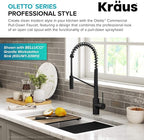 KRAUS Oletto Commercial Style Single Handle Pull Down Kitchen Faucet with QuickDock Top Mount Installation Assembly in Matte Black, KPF-2631MB