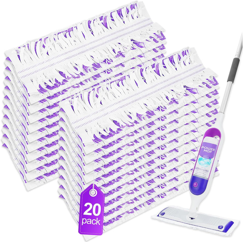 20 Count Disposable Power Mop Refills Compatible with Swiffer Power Mop Multi-Surface Floor Mop and Power Mop Wood Mop Mop Refills Replacement Pads for Floor Cleaning