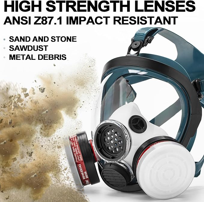 RANKSING Reusable Respirator Full Gas Mask Full 6800 with Filters for Dust, Asbestos, Chemicals while Painting, Spraying