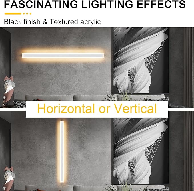 Aipsun Porch Wall Lights 59inch Long Strip Modern Outdoor Wall Light Fixture, White Wall Mount Lighting Sconce Exterior Lights Wall Sconce 3000K for House Living Room Corridor(1 Pack)