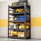 Garage Shelving Units, Heavy Duty 5-Tier Storage Shelves, Metal Adjustable Storage Rack, Steel Shelves, 2750 lbs Capacity, Industrial Shelving for Heavy Tools (Black, 15.74"Dx35.43"Wx72.04"H, 5-tier)