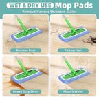Reusable Mop Pads Compatible with Swiffer Sweeper Mop, Microfiber Dry Sweeping Cloths & Machine Washable Wet Pads Refill for Use on All Sealed Floors - Stone, Hardwood, Laminate & Tile (6 Blue)