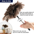 Soarer Extendable Ostrich Feather Duster - 40 inches Fluffy Long Handle Reusable Feather Duster for Cleaning Ceiling Fan,Pendant lamp, High Ceiling, Blinds, Furniture
