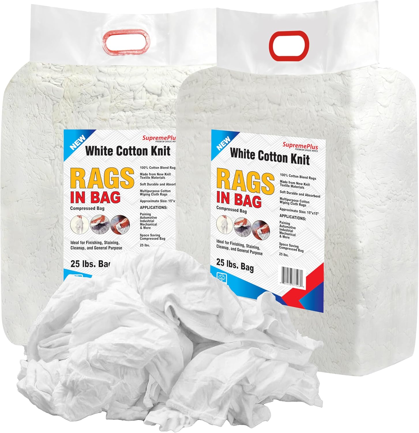 Premium White T-Shirt Cleaning Rags (50 lbs. Bag of Rags) – White Cotton Rag for Cleaning, Staining, Painting, Oil, Grease & Dust Removal – Shop Rags Bulk