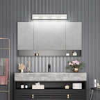 Ralbay 30inch Brushed Nickel Vanity Light for Bathroom 4-Light Metal Acrylic Modern LED Bathroom Light Fixtures