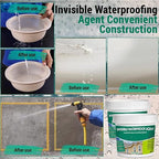 2Gal/256Fl.oz Transparent Waterproof Coating Invisible Waterproof Agent Set with Indoor&Outdoor Insulating Sealant with Wooden Brush Putty Knife Cut Resistant Work Gloves Paint Roller