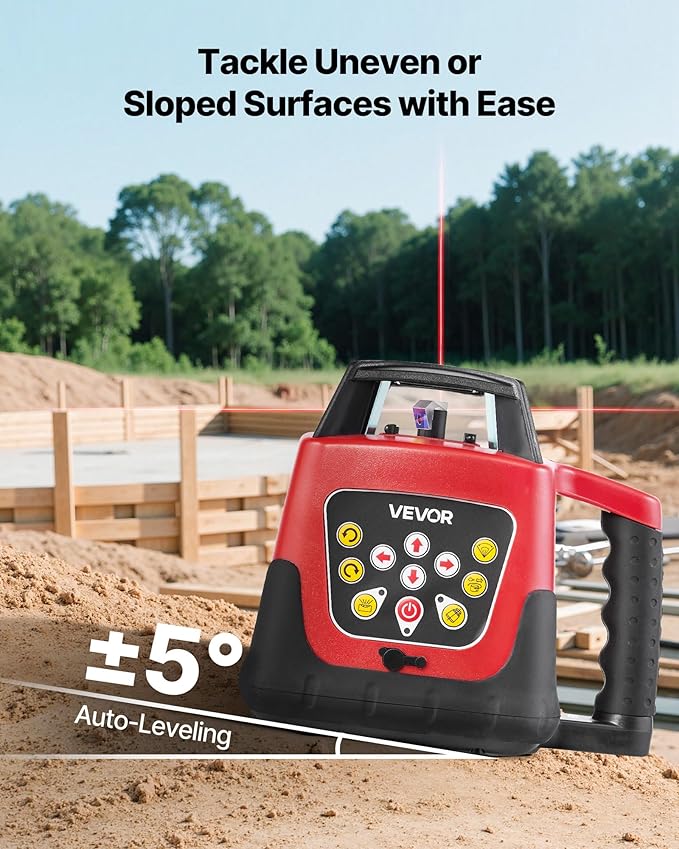 VEVOR Rotary Laser Level Kit, 1650ft 360-Degree Self Leveling Red Horizontal Laser Transit,with Tripod,Receiver,Remote Control, Scale,Toolcase, IP66 Waterproof, 0.80in/100ft Precision for Construction
