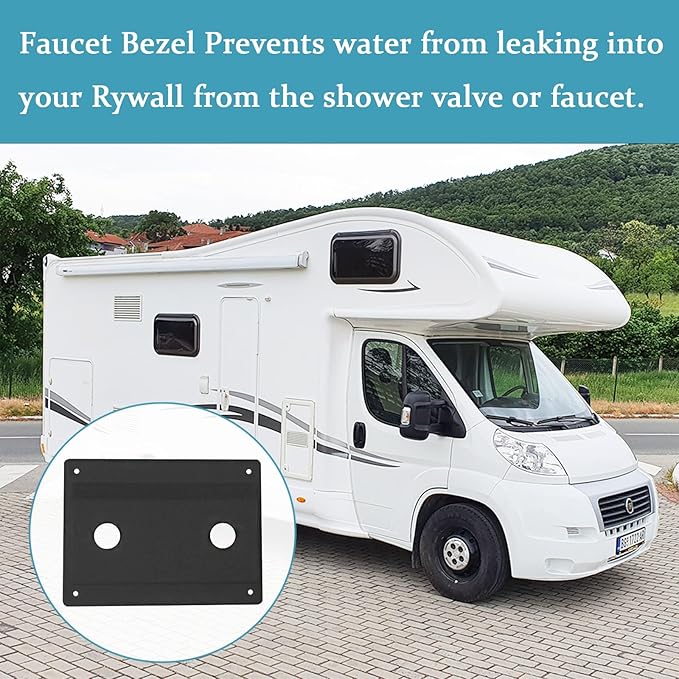 Faucet Bezel Stand Off Faucet Cover Replacement for RV caravans Shower，Black Faucet Cover mounting kit for RV Showers