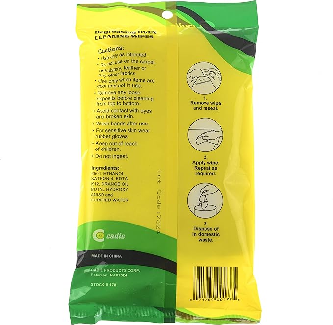 Cadie Degreasing Oven Cleaning Wipes 20 Wipes