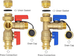 3/4 inch Press Isolation Valve Kit with Pressure Relief Valve for Rheem Tankless Water Heater, FNPT x Press, 3/4'' Service Valve for Rinai, Ecosmart, Navien, Noritz Takagi Bosch