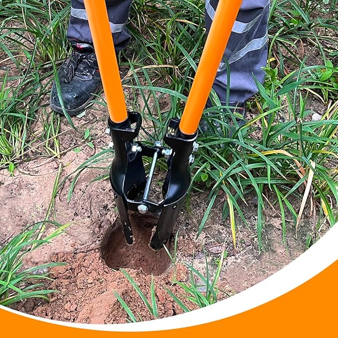 VNIMTI Post Hole Digger Tool, Heavy Duty Post Hole Digger with Fiberglass Handle, 58 Inches