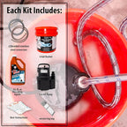 DrainX Tankless Water Heater Flushing Kit with Eco-safe Liquid Descaler Solution, Steel Hoses, 1/6HP Extra Strength Pump