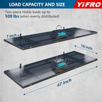 2-Pack 1.5x4ft Heavy Duty Garage Wall Shelving, 500 lbs Load Capacity, Garage Shelving Wall Mounted, Garage Storage Rack with Hooks, Black