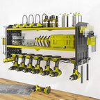 Warome Garage Power Tool Organizer with 8-Outlet Power Strip, Tool Storage Rack Wall Mount with 8 Cordless Drill Holders, Tool Organization Shelf with Charging Station in Green