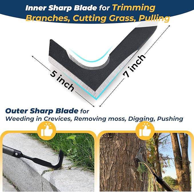 Weed Puller Tool | Adjustable Metal Handle (14.5"-43.5") (Upgraded Rustproof) | Multi-Functional Garden Hook for Pavement Gaps, Moss, Bushes | Commercial-Grade Yard Maintenance Equipment
