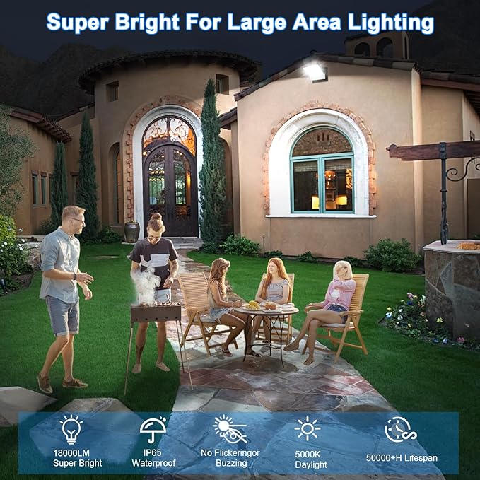 ledmo 150W LED Wall Light, 18000LM Super Bright Commercial Outdoor LED Wall Pack 360 ° Rotatable Dusk to Dawn Security Flood Lighting with Photocell IP65 5000K Modern Black Square4 Pack